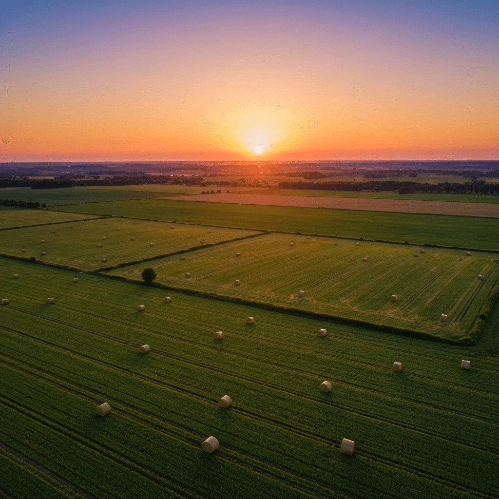 Drone flying over agricultural field